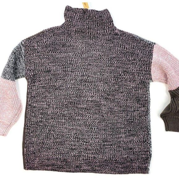American Rag Sweater Color Block Pink Black Mock Neck Sz Small NEW - Picture 2 of 8